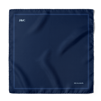 Blue Pocket Square (Custom up to 3 Letters)