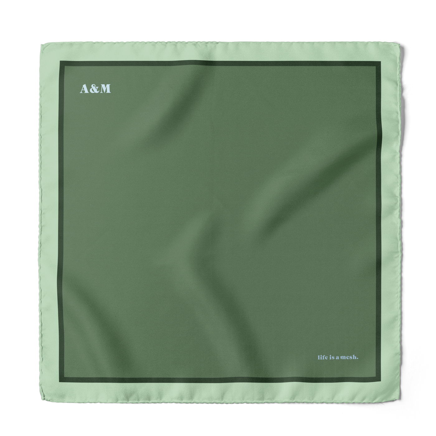 Green Pocket Square (Custom up to 3 Letters)